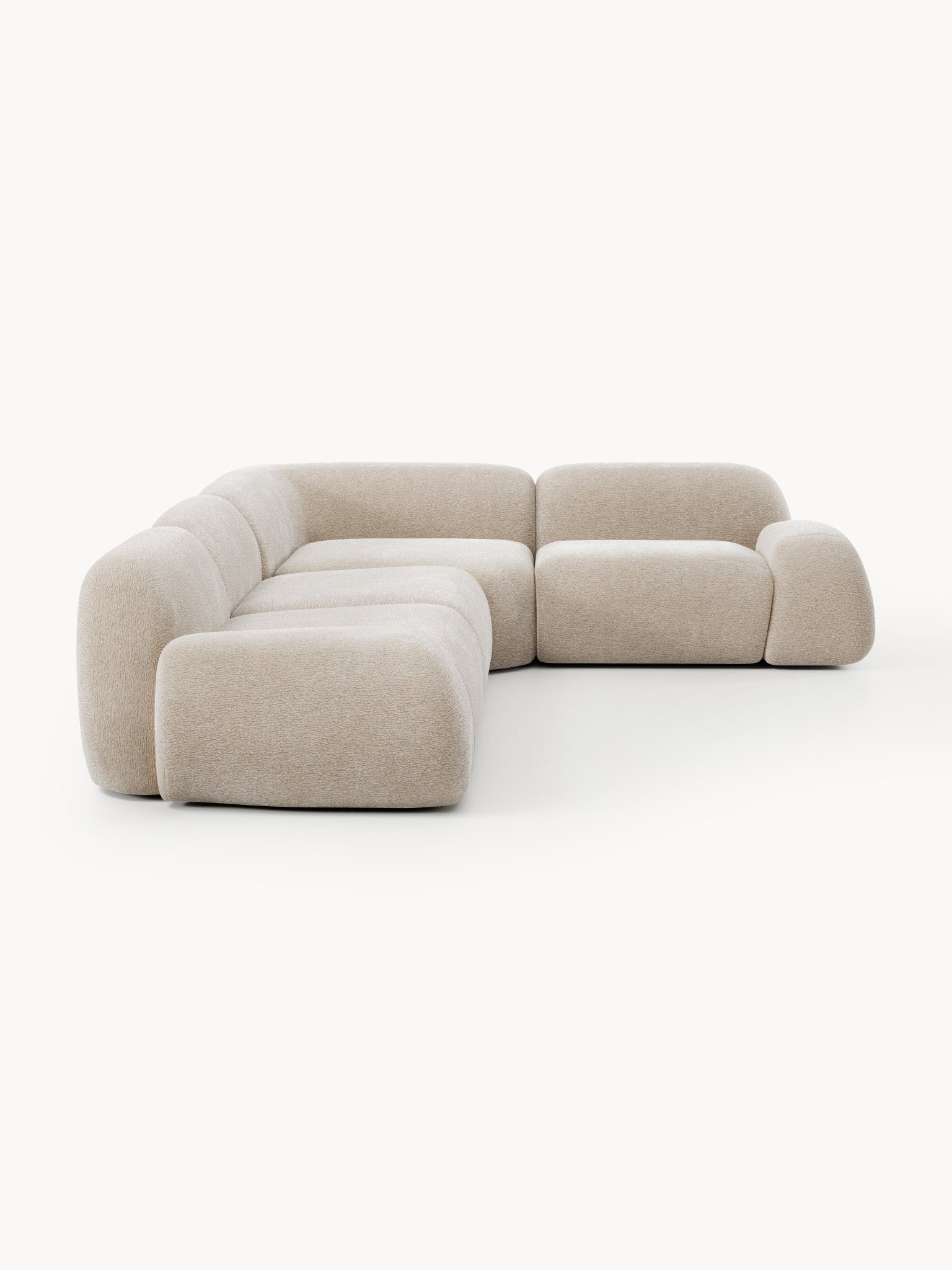 Wolke 4-Kişilik Modüler Köşe Koltuk Teddy Bouclé Bej - Velotti