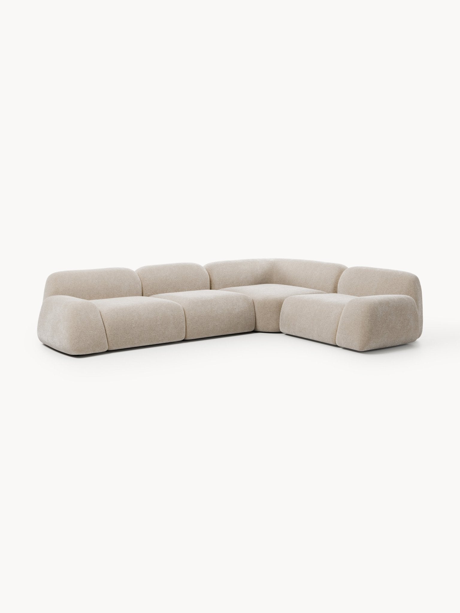Wolke 4-Kişilik Modüler Köşe Koltuk Teddy Bouclé Bej - Velotti