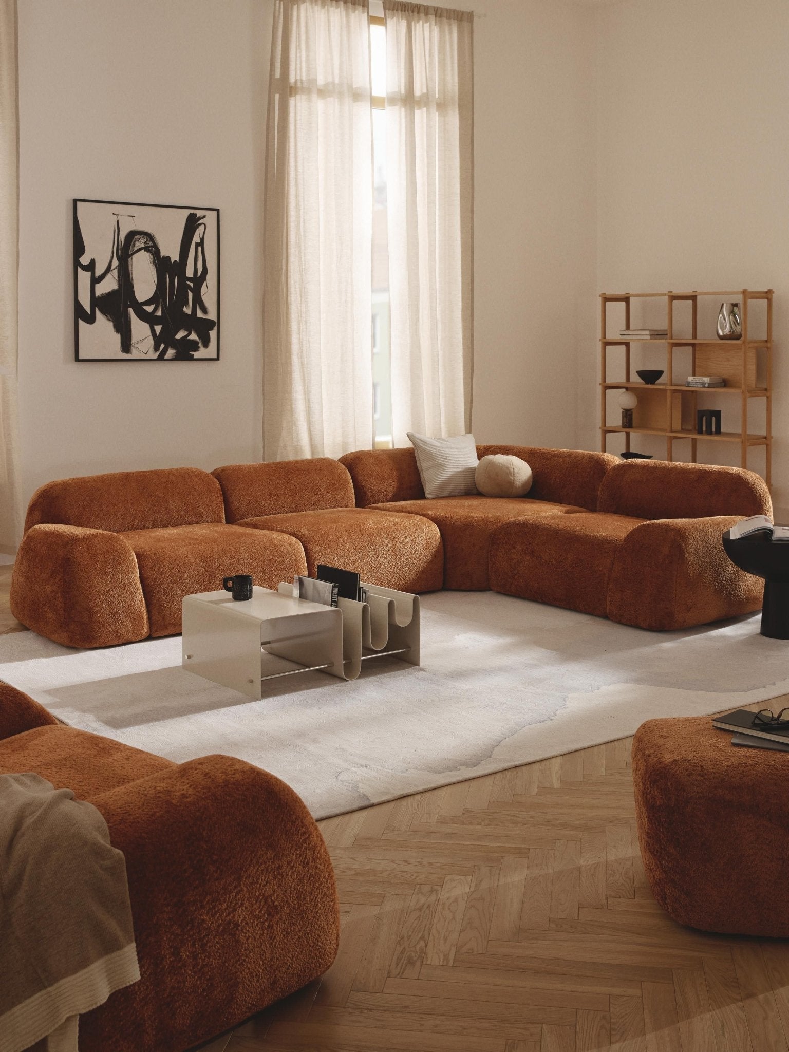 Wolke 4-Kişilik Modüler Köşe Koltuk Teddy Buklet - Velotti