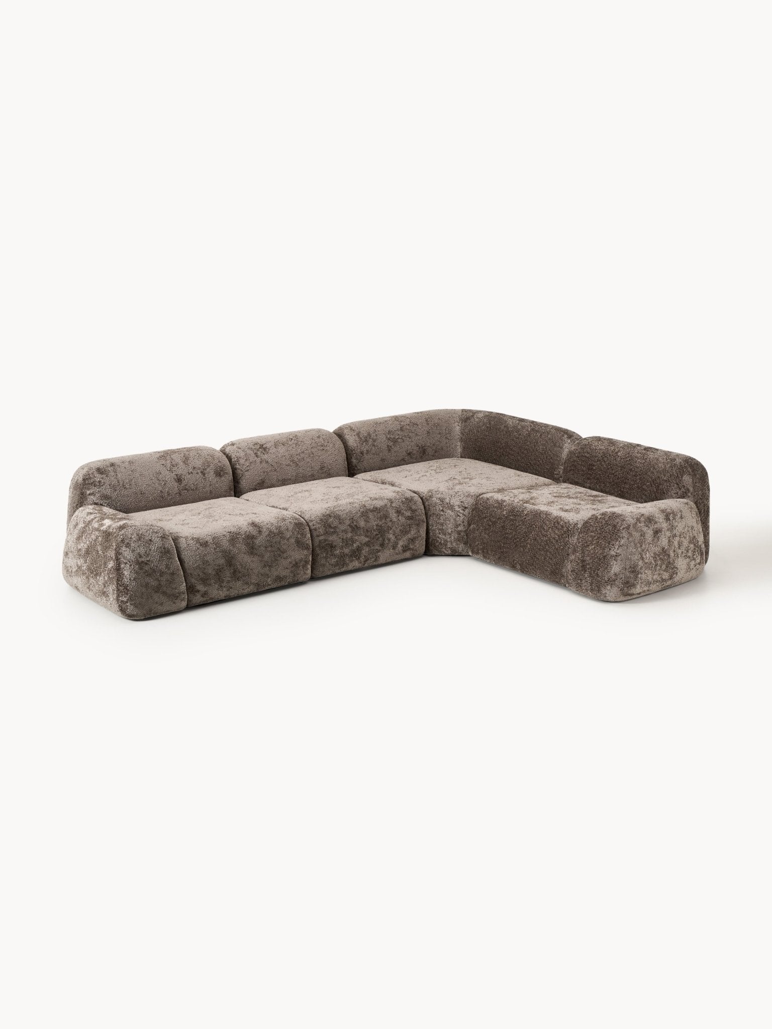 Wolke 4 Kişilik Modüler Köşe Koltuk Teddy Buklet Taupe - Velotti