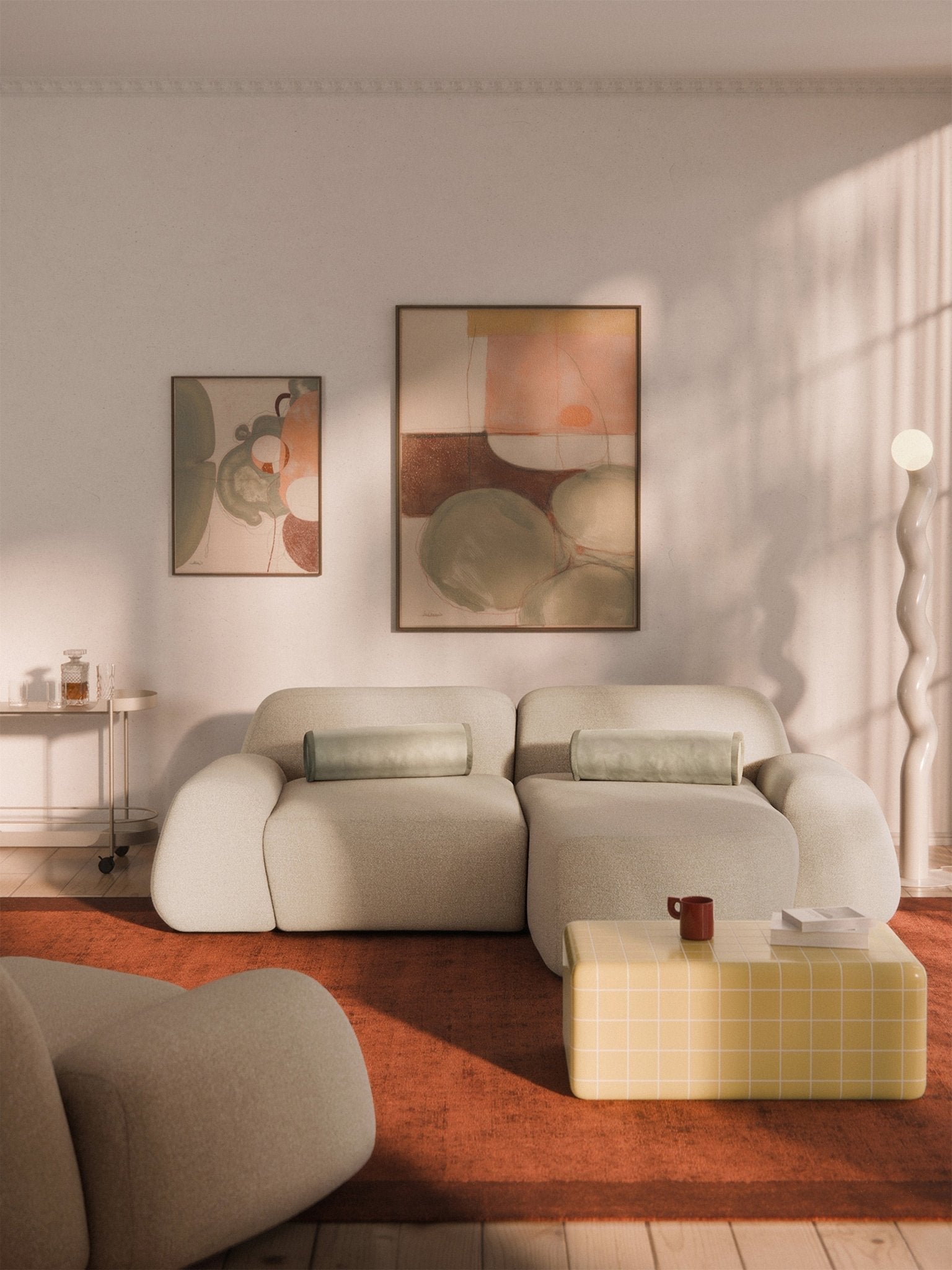 Wolke Modüler Bouclé Köşe Koltuk 3 Kişilik Modern Tasarım - Velotti