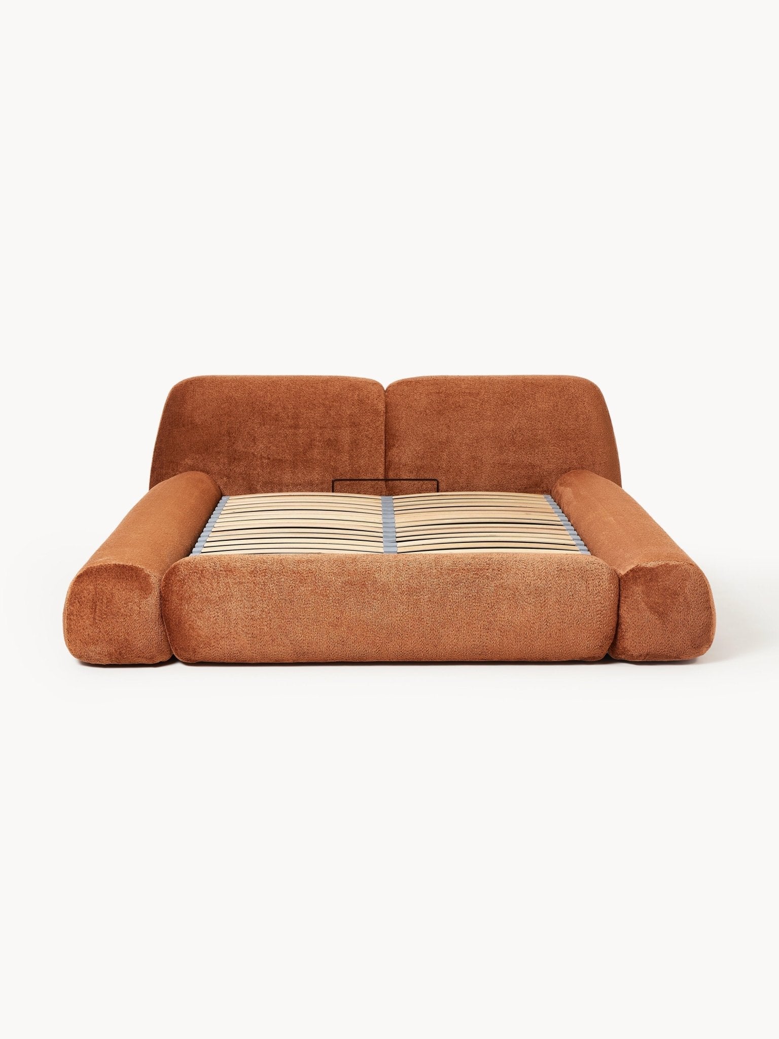 Wolke Teddy Bouclé Kumaş Kaplama Depolamalı Karyola 140x200 - Velotti