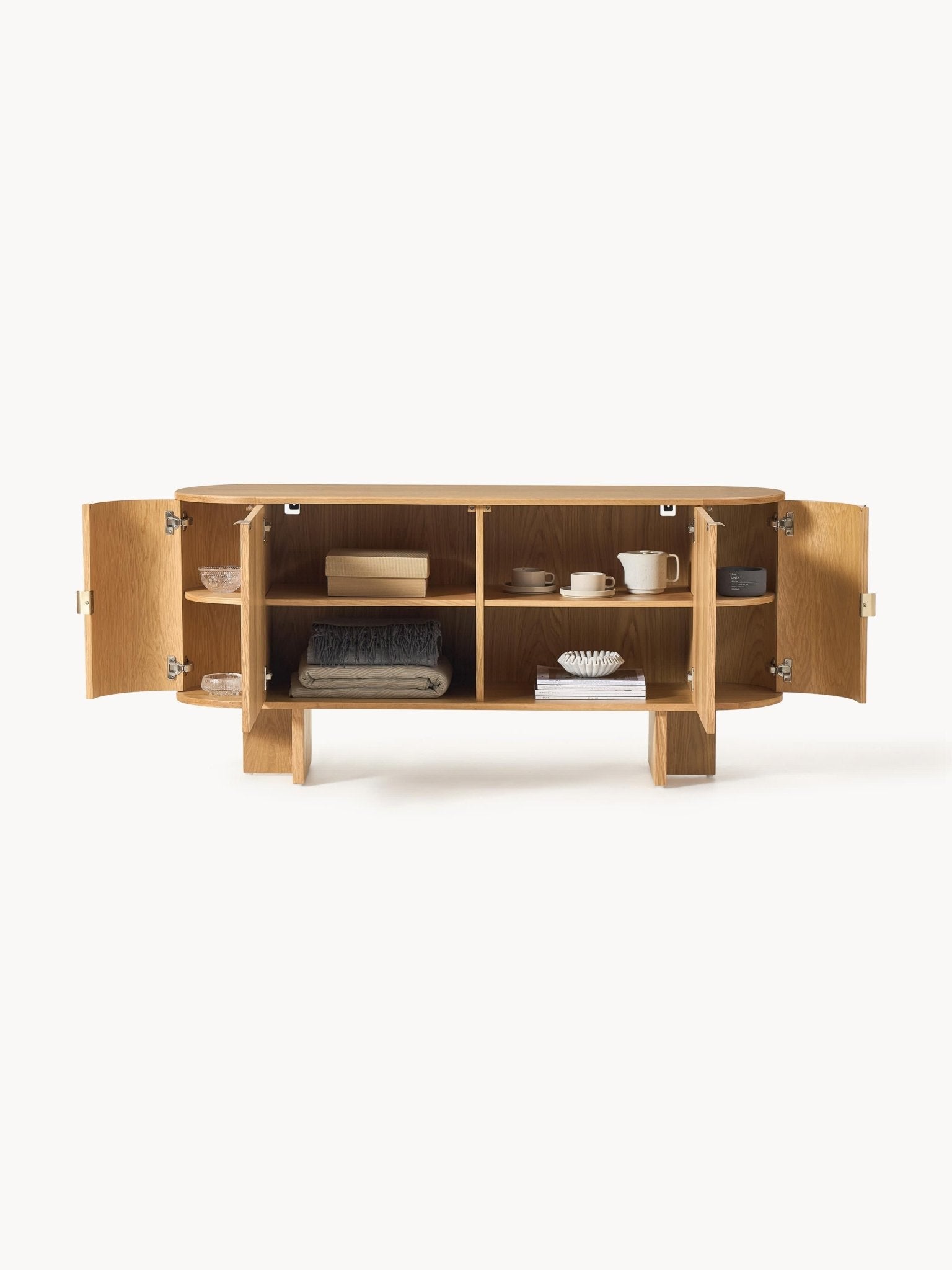 Zumi Ahşap Dressoir Yuvarlak Köşeli Modern Büfe 160 cm - Velotti