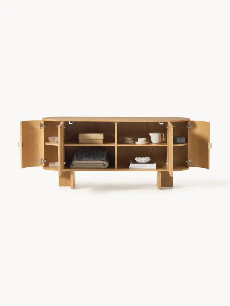 Zumi Ahşap Dressoir Yuvarlak Köşeli Modern Büfe 160 cm - Velotti