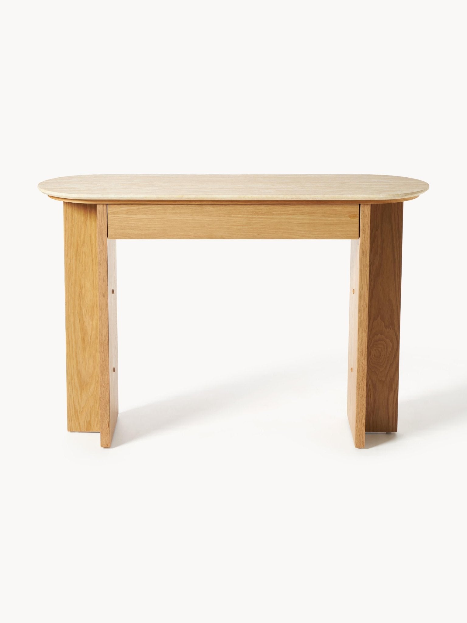 Zumi Konsol Masası Traverten Tablalı Modern Retro Ahşap 120 cm - Velotti