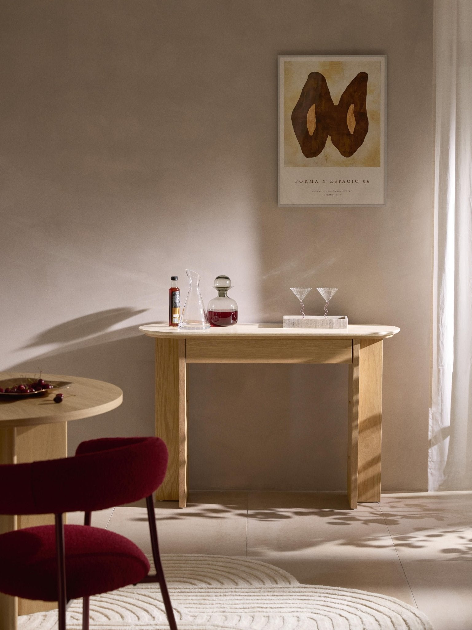 Zumi Konsol Masası Traverten Tablalı Modern Retro Ahşap 120 cm - Velotti