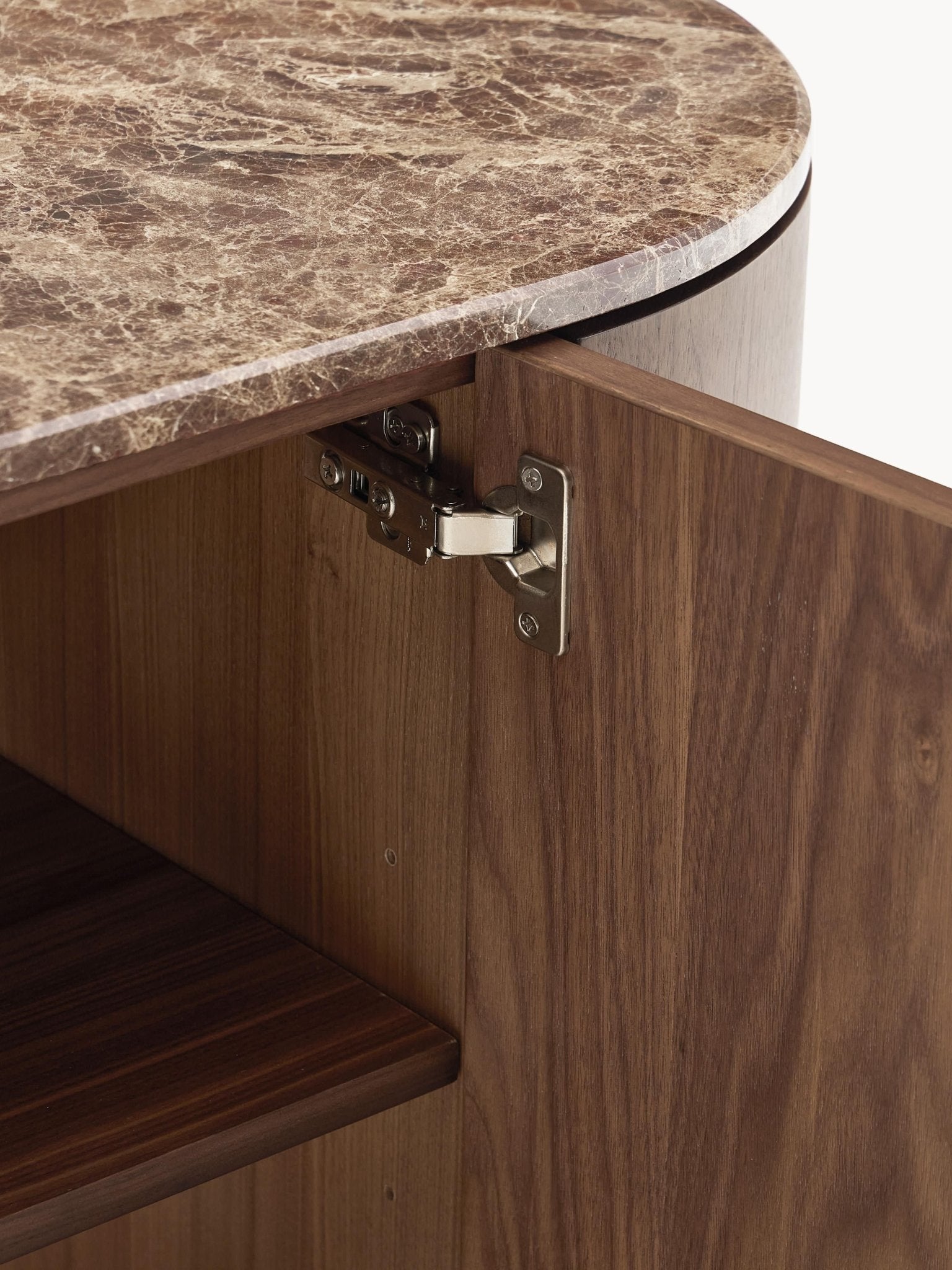Zumi Masif Ahşap Dressoir, Oval Köşeli ve Mermer Tablalı 160 cm - Velotti